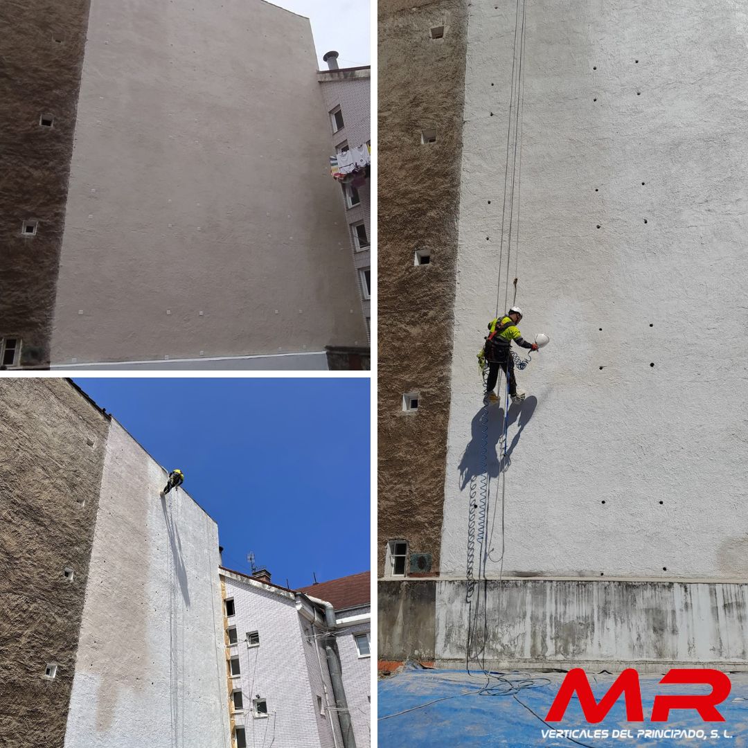 Impermeabilización con pintura de corcho proyectado - MR Verticales del Principado